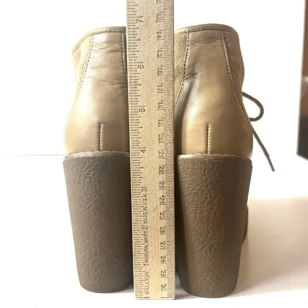 Michael Kors Wallabee Wedge Gum Heels Womens 6.5M Beige Suede Ankle High Lace Up